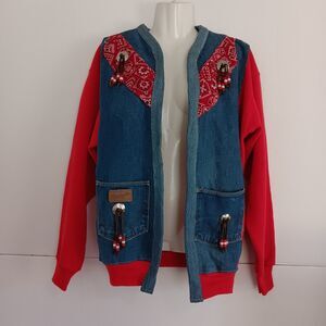 Vintage Handmade Wrangler Sweatshirt Jacket Craft Fair Cottage Core Women Sz XL